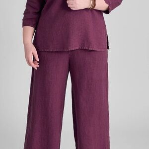 FLAX flowing pants linen elastic waist  Women's purple mulberry